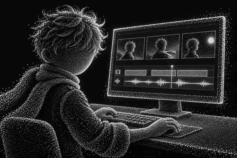 小王子通过屏幕与两位合作方讨论,手边留着会议记录。